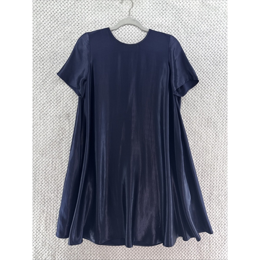 Banana Republic Aurelia Satin Trapeze Mini Dress Women S Navy Blue Preppy Pocket